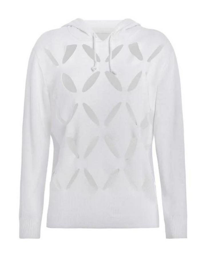 Palm Beach Hooded Knit Top With Petal Cutouts