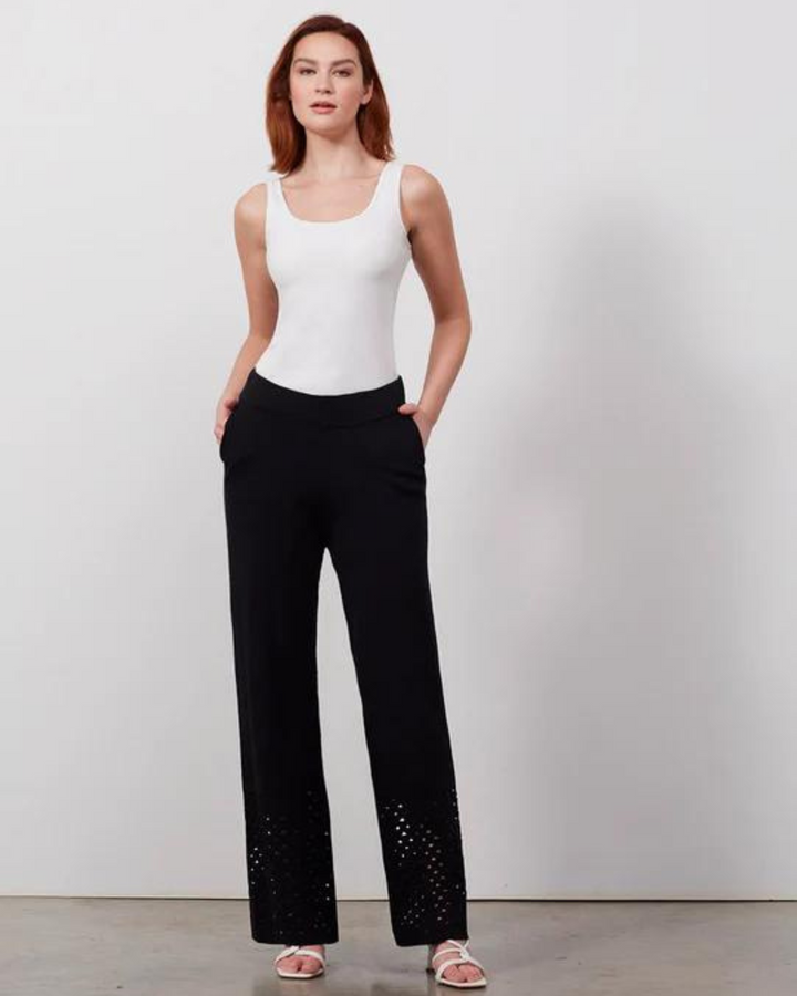 Vibrato Knit Cotton Pants with Open Triangle Stitches