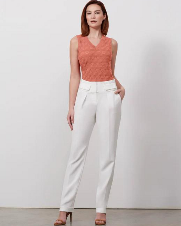 Finesse-Wht Flap-Pocket, Double-Weave Pants