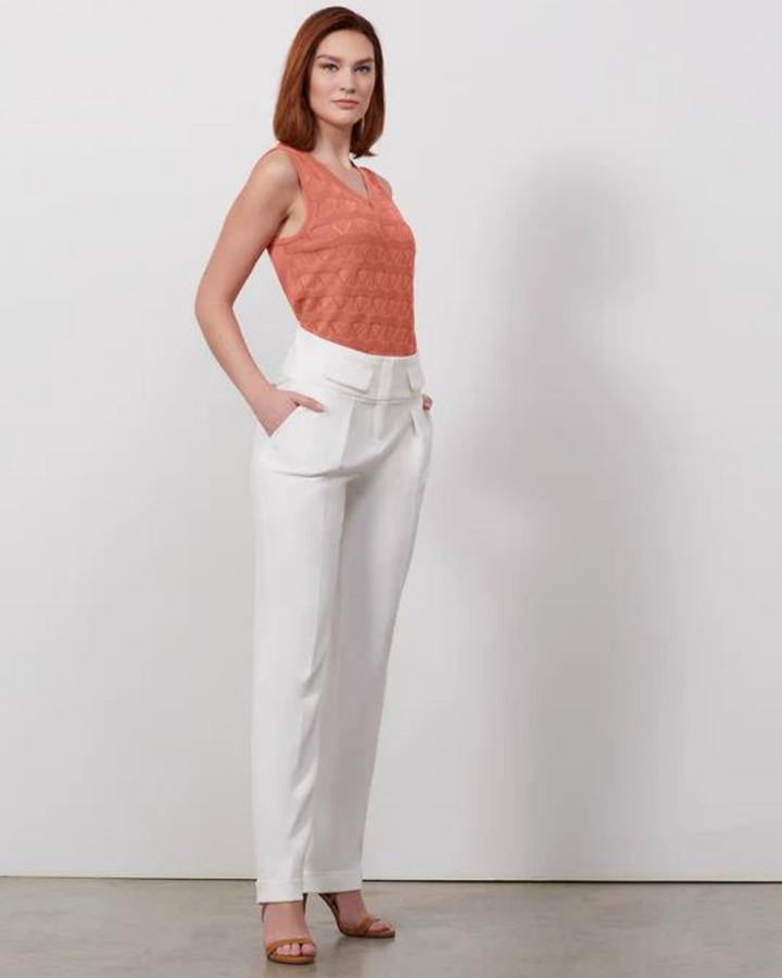 Finesse-Wht Flap-Pocket, Double-Weave Pants