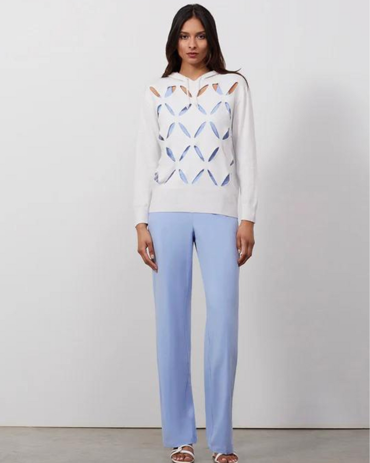 Palm Beach Hooded Knit Top With Petal Cutouts