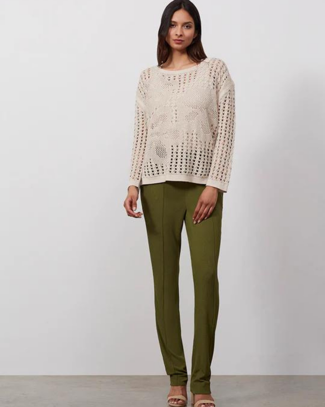 Sea Campion Pullover Linen Mesh Knit Top