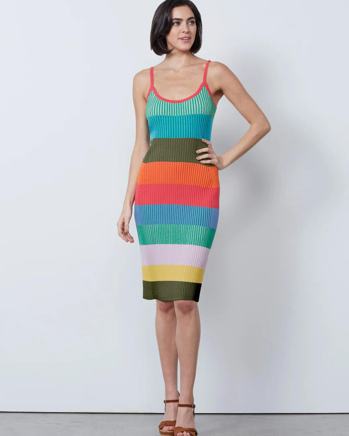 Exuberance Striped Knit Colorblock Dress